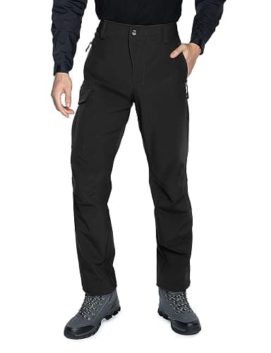 Wespornow Men's-Fleece-Lined-Hiking-Pants Water-Resistance-Snow-Ski-Pants Softshell Snowboarding Pants for Winter, Outdoor thumbnail 2