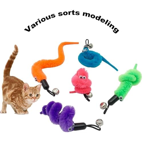 CATENESS Cat Worm Toy Refills, 15 Pieces Cat Wand Attachments Worms Toy for Indoor Cats thumbnail 2