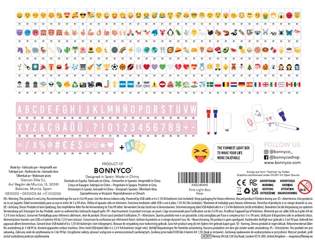 Pink Cinema Light Box with 400 Letters & Emojis & 2 Markers - BONNYCO | Led Light Box Home Office & Room Decor | Light Up Sign Letters Board Gifts for Women & Girls Christmas & Birthdays | Pink Decor - Pink thumbnail 10