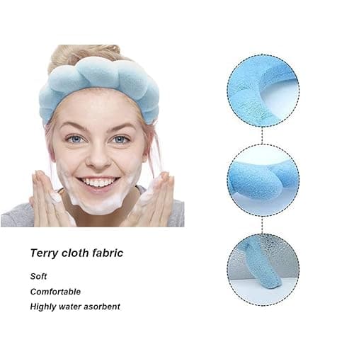 TYSSELY Spa Headbands for Washing Face Makeup Skin Care Headband Women Bubble Facial Beauty Headbands Puffy Shower Towel Band Hair Headband thumbnail 4