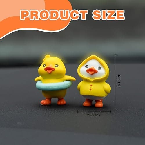 Rislobx Yellow Duck Car Dashboard Decor, 6PCS Cute Duck Car Dash Decorations, Rear View Mirror Ornament, Interior Accessories for Home Office thumbnail 3