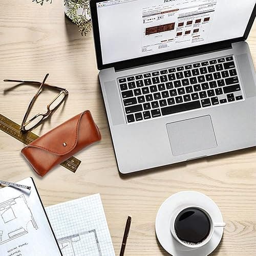 LogHog Portable Leather Glasses Case,Flexible Sunglasses Pouch Slim Case for Women Men Horizontal Eyeglass Case thumbnail 5