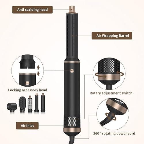 5 in 1 Hair Styler & Hair Dryer Brush, Low-Speed Negative Ionic Air Styler Drying, Multi Hair Styler, Professional Blow Dryer Brush for Curling Volumizing Straightening Styling thumbnail 3