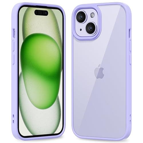 oakxco Thin Slim Clear case for iPhone 15 iPhone 14 iPhone 13 Case, Transparent Hybrid Hard Plastic & Soft Silicone Rubber Bumper, Non-Yellow Acrylic Protective Cover for Women, Purple Lavender Lilac - Image 1