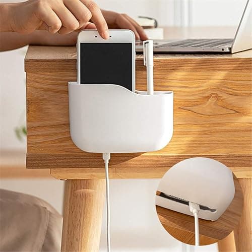 Remote Control Holder, Wall Mounted tv Bed Remote Control Caddy Organizer for Living Room Bedroom Wall (White) thumbnail 3