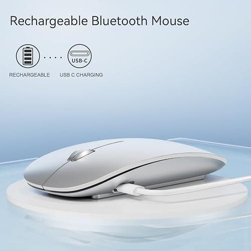 Uiosmuph U30 Souris Bluetooth, Trois Modes sans Fil (BT5.1 USB) silencieuse Rechargeable Portable pour Mac/Ordinateur/Linux/Android, Argent thumbnail 5