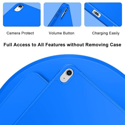 ToaPoia Case for iPad (A16) 11 Inch 2025/iPad 10th Generation 10.9 Inch 2022, Slim Trifold Stand Protective Cover with Pencil Holder and Soft TPU Back,Support Auto Sleep/Wake (Medium Blue) thumbnail 2