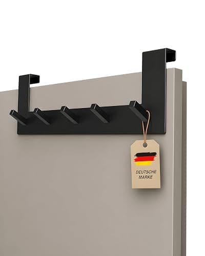 VMbathrooms Türhakenleiste Schwarz matt für Türfalz bis 2,1 cm | Ohne Bohren | Für Jacken, Taschen, Handtücher & Bademäntel | Platzsparende Garderobe für Bad, Flur & Schlafzimmer - Image 1