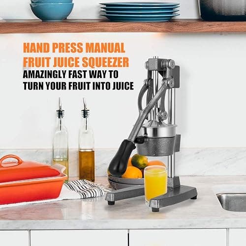 Gowintech Commercial Heavy Duty Cast Iron Hand Press Manual Orange Citrus Lemon Lime Grapefruit Pomegranate Fruit Juice Squeezer Machine with Stainless Steel Cup Grey thumbnail 3