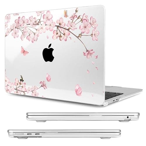 MecBevia Compatible with MacBook Air 13.6 inch Case, M4 A3240/M3 A3113/M2 A2681 (Released 2025 to 2022), Hard Shell, Keyboard Cover, Screen Protector, Webcam Cover & Type-C Adapter, Butterflies Sakura thumbnail 6