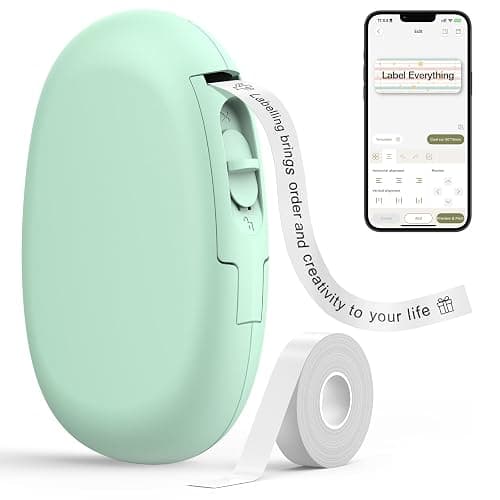 SUPVAN E10 Bluetooth Label Maker Machine with Tape, Continuous Waterproof Label, Versatile App with 35 Fonts and 1k+ Icons, Label Printer for Home, Kitchen, School, Office Organization, Green - Image 1