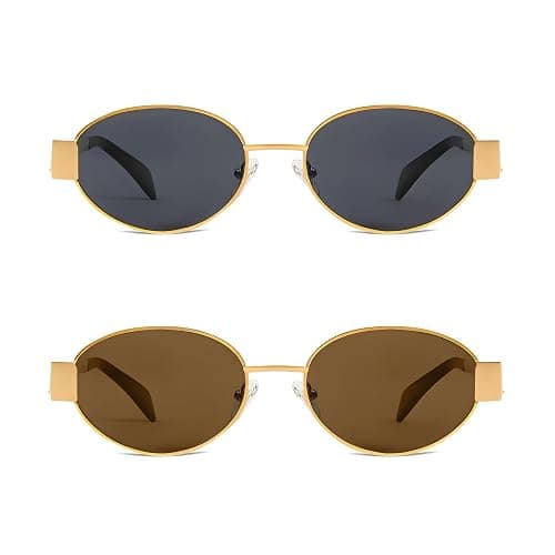 BUTABY Retro Oval Sunglasses for Women Men Designer Trendy Sun Glasses Classic Shades UV400 Protection thumbnail 3