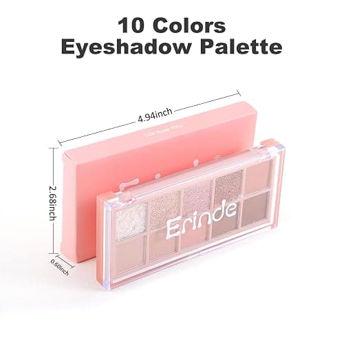 Erinde 10 Colors Eyeshadow Palette Makeup - Matte Shimmer Glitter Eye Shadow, Natural-Looking Korean Eye Makeup, Ultra-Blendable, High Pigmented, Pink Eyeshadow Palette with Brush, Rose Pink thumbnail 6