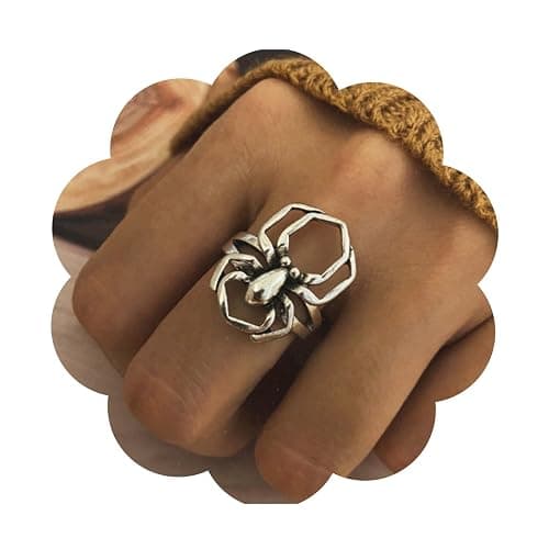Yheakne Gothic Spider Ring Silver Spider Oxidized Ring Chunky Statement Ring Punk Animal Ring Halloween Jewelry for Women and Girls - Image 1