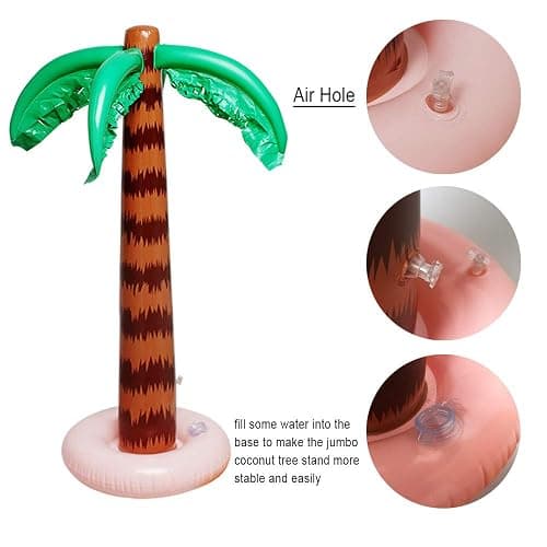 Inflatable Palm Tree Decoration, 2 Pack Jumbo Coconut Trees Beach Backdrop Favor Tropical Blow Up Hawaiian Summer Party Decor for Hawaiian Luau Party Decoration thumbnail 4
