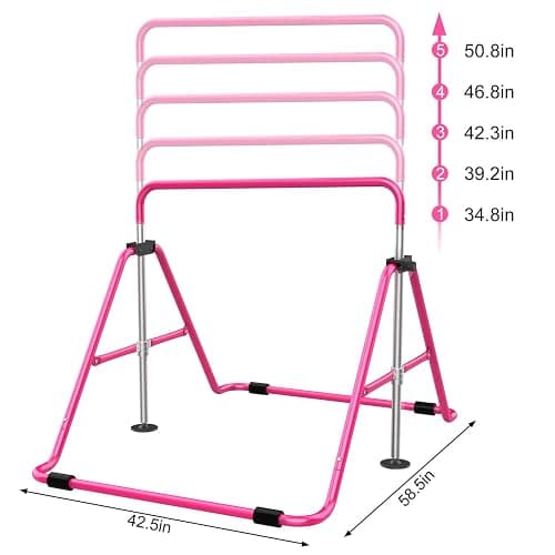 Tepemccu Expandable Gymnastics Bars, Adjustable Height Gymnastic Horizontal Bars, Children Folding Training Bar for Kids thumbnail 8