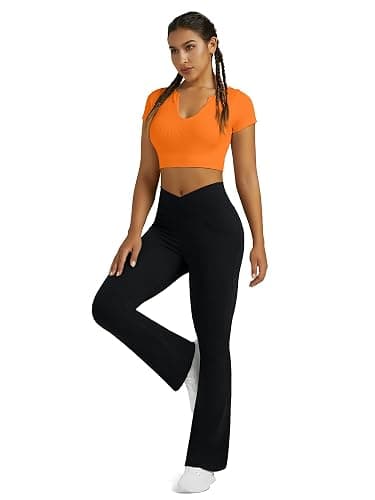Yoga Pants for Women Flare Leggings with Pockets Crossover Yoga Leggings | Soft thumbnail 6