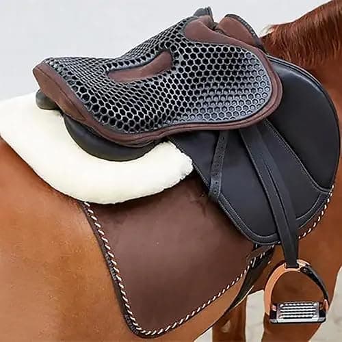 Woolous Sheepskin Half Pad, Thick Lambskin Fleece Wool Lined Half Pad for English Saddle, Shock Absorbing Saddle Pad for Horse Comfort and Back Support thumbnail 6