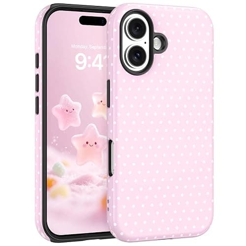 Telaso Case for iPhone 17, Polka Dot Pattern Fashion Cute Aesthetic Design, Soft TPU and Hard PC Back Slim iPhone 17 Phone Case Shockproof Protective for Women Girls, Pink - Image 1