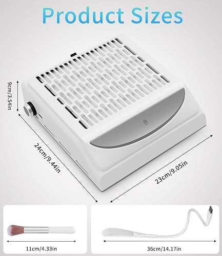 Yulado Aspirateur Ongles Professionnelle 100W, 5000RPM Aspirateur Manucure Blanc, Convient Aux Salons De Manucure Et Aux Particuliers Aspirateur De Table Poussiere Ongle thumbnail 6
