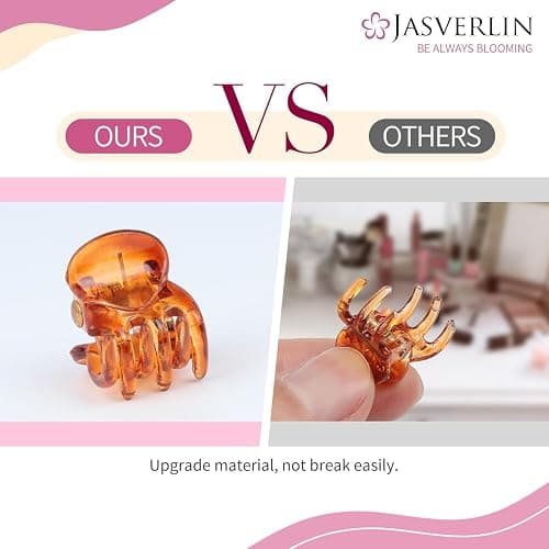 JASVERLIN Small Hair Clips Tiny Claw for Fine Thin Hair, Women Little Girl Plastic Mini Accessories Clam Clip Styling, Non-Slip Strong Grip Jaw 50pcs (Matte Black) thumbnail 6