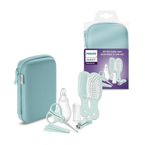 Philips AVENT Babypflege-Set – Starter-Set mit 9 Zubehörteilen: Nagelknipser, Schere, 3 Nagelfeilen, Kamm, Haarbürste, Nasensauger und Fingerzahnbürste (Modell SCH401/00) - Image 1
