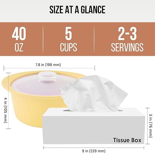 FIRGI 40oz Platinum Silicone Microwave Steamer Pot with Handle & Lid - Korean 100% Food-Grade Steamer Bowl, Heat-Resistant Cooker with Steam Holes, Easy Clean, Dishwasher Safe, Yellow thumbnail 2
