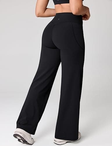 UNISSU Hugcurve No Front Seam High Waisted Wide Leg Yoga Pants for Women with Side Pockets Lounge Buttery Soft - 31" thumbnail 4
