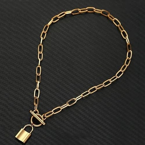 925 Sterling Silver Coin Toggle Necklace For Women, Paperclip Chain Padlock Pendant - Lock And Key, Heart, thumbnail 2