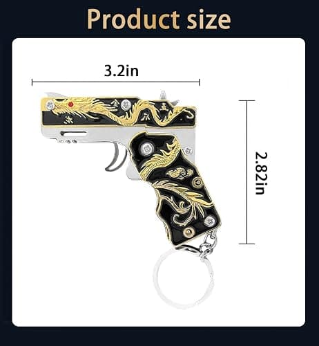 Mini Golden Dragon Rubber Band toy Metal folding keychain Rubber band toy Novel and funny Creative Outdoor party gift (Black Golden Dragon) thumbnail 3