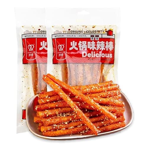 Fraunitsh Latiao Spicy Strips, 2 Packs Latio, Latiao Gluten Chinese Casual Snack Food, La Tiao Spicy Sticks, Latio 辣条, 102g/3.6oz per Pack (Pack of 2) - Image 1