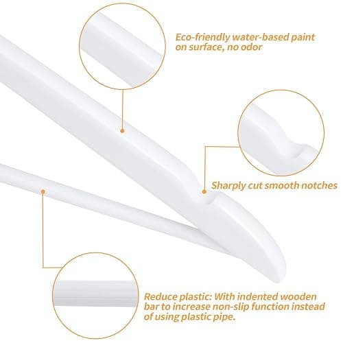Amazon Basics Wood Suit Clothes Hangers for Closet Organizer, White, 30-Pack thumbnail 3
