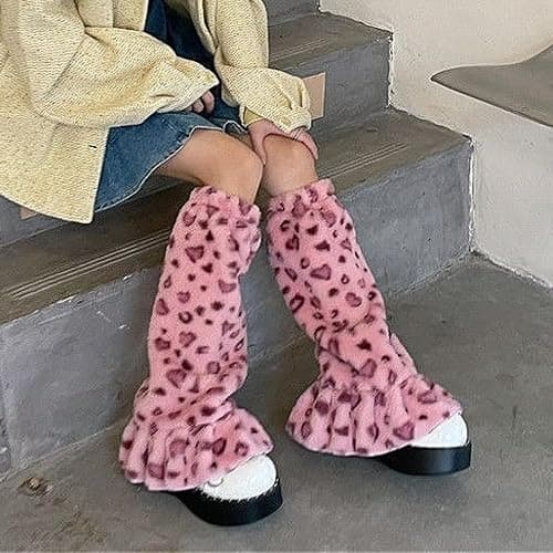 OANTGM Fuzzy Leg Warmers Aesthetic Elk Therian Stuff Christmas Accessories Fur Leg Warmers Y2k Kawaii thumbnail 3