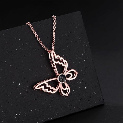 INCOOSTORE Projection Necklace with Picture Inside - Personalized Photo Necklace with Butterfly, Meaningful Gift for Loved Ones on Christmas Wedding Birthday thumbnail 5