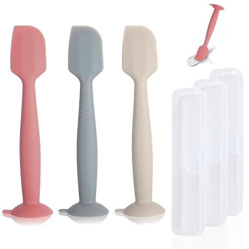 MAIKKB Diaper Spatula with Case, 3 Pack Baby Diaper Cream spatulas with 3 Storage Boxes, Soft Silicone Diaper Cream Applicator Butt Paste Spatula with Suction Base Full Size - Image 1