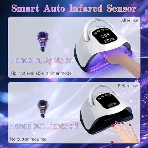 UV LED Nail Lamp with 72 Beads, 320W Nail Curing Lamps for Gel Polish with Automatic Sensor/4 Timer Setting,Led Nail Dryer, Professional Nail Art Drying Tools for Fingernail and Toenail. thumbnail 5