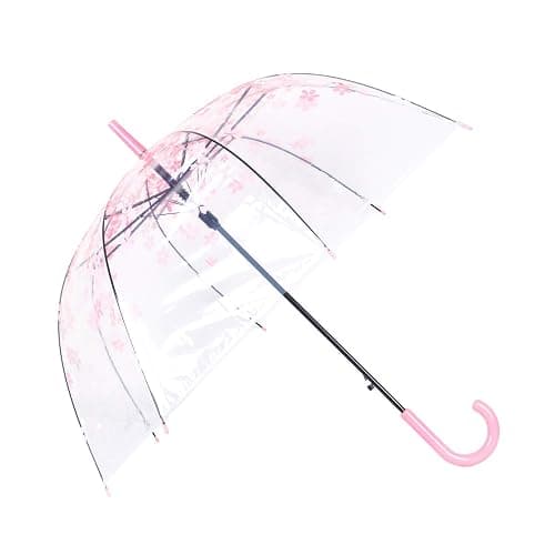 ThreeH Elegant Arch Umbrella Windproof Thick Transparent Cherry Cute Design Romantic Long Handle Rain Umbrella KS11 Pink thumbnail 4