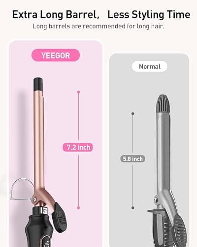 YEEGOR 1/2 inch Thin Curling Iron，Extra Long Barrel Culing Wannd，100-240V Dual Voltage Small Hair Curler for Tight Curls，12 Temps - 1/2 Inch thumbnail 5