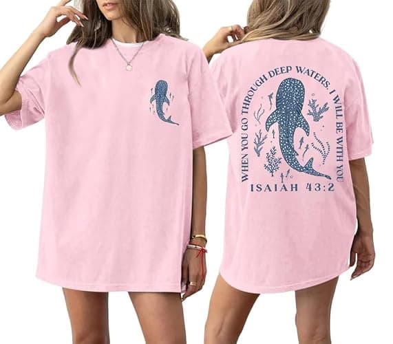 Christian Oversized Shirt for Women Faith Bible Verse Graphic Tee Top Vacation Summer Casual Boho Wildflowers T Shirt - Image 1