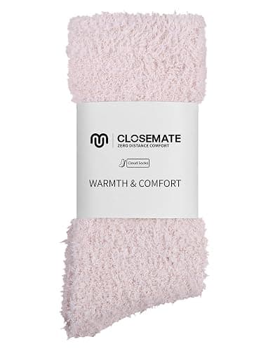 CLOSEMATE Fuzzy Calf Socks for Women Winter Warm Cozy Coral Fleece Cloud Home Slipper Socks with Elastic Ankle Gift Box Set - Image 1