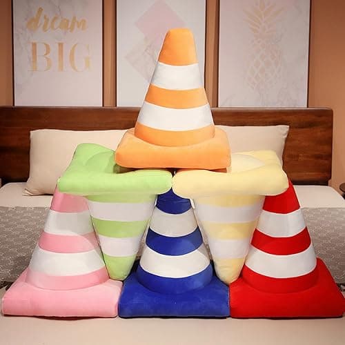 WAIUYIA Road Cone Plush Pillow - 3D Simulated Cone - Shaped, Fun & Creative, Traffic - Safety - Inspired Roadblock, Ideal for Racing Room, Car & Home Decor, Great for Reading & Napping (Orange) thumbnail 3