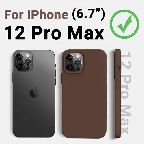 AOTESIER Shockproof Designed for iPhone 12 Pro Max Case, Liquid Silicone Phone Case with [Soft Anti-Scratch Microfiber Lining] Drop Protection 6.7 inch Slim Thin Cover, Chocolate thumbnail 6