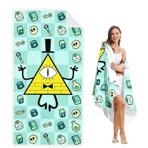 EIKOU Gravity Falls Beach Towels 27.5"X55" Bill Cartoon Cipher Art - Image 1