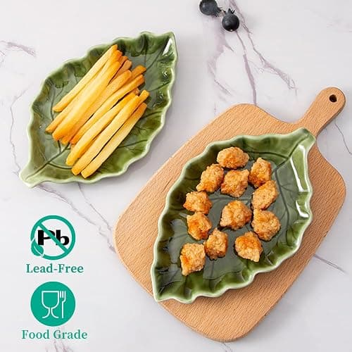 YumiPLUS Ceramic Leaf Shape Spoon Rest for cooking, Cute Green Cooking Spoon Holder for Stove Top,Large Porcelain Spatula Rest for Kitchen Counter, Farmhouse Kitchen Decor (green) thumbnail 7