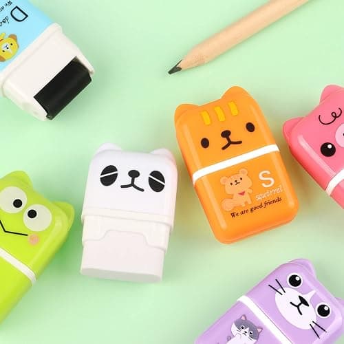 Tamaki 6 Pack Erasers for Kids, Cute Erasers with Cover and Roller, Pencil Rubber Eraser for Party Favors Gift Supplies (Model B) thumbnail 7