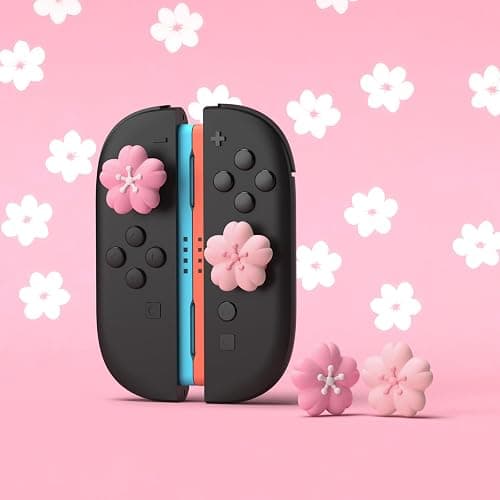 PlayVital Thumb Grips for Nintendo Switch 2 | Kawaii Silicone Joystick Caps (4-Pack) - Cute Accessories Design Thumbstick Covers - Blush Cherry Blossom Petals thumbnail 2
