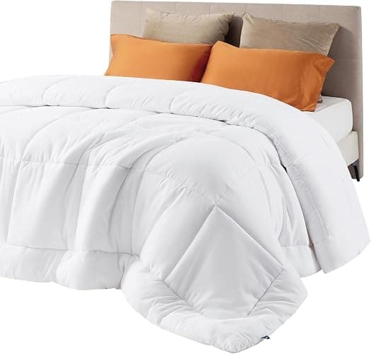 Bedsure Comforter Duvet Insert - Quilted Comforters Queen Size, All Season Duvet, GentleSoft Down Alternative Bedding Blanket, with 8 Tabs, Gifts for Women/Men, White, Queen 88 x 88 Inches - Image 1