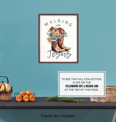 Country Decor Christian Wall Decor - Shabby chic Inspirational Wall Decor - Cowgirl Farmhouse Wall Art - Boho Art Print, Religious Gifts for Women - spiritual Jesus Decor, positive Quotes thumbnail 6