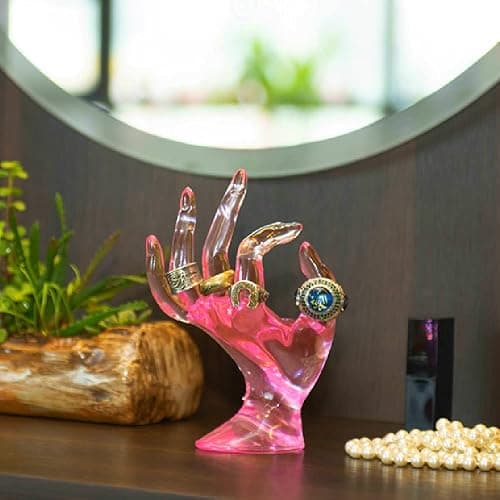 HOMEGOAL Ring Holder, Pink Room Decor, Hand Jewelry Display Holder, Danish Pastel Room Decor, Preppy Decor, Mannequin Hand, Polyresin, 7 Inch (Pink) thumbnail 8