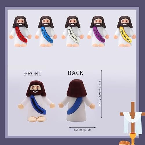 AKFAHOIF 100PCS Little Jesus Figures, Mini Jesus Figurines in Bulk, Multicolor Tiny Jesus Figures, Miniature Figurines to Hide and Seek Religious Gifts for Easter Egg Stuffers thumbnail 2